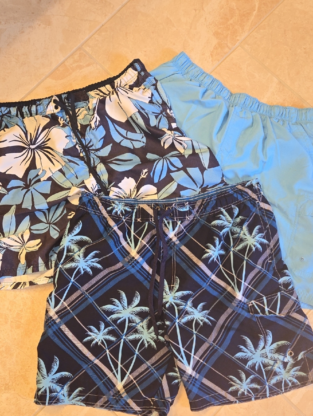Speedo Men’s Blue and Navy Tropical Swim Trunks Set XL (Includes 3 trunks) EUC